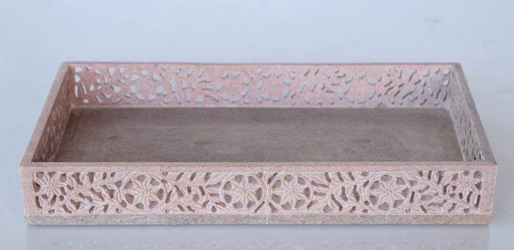 Pink Soap Stone Cutout Marble Tray